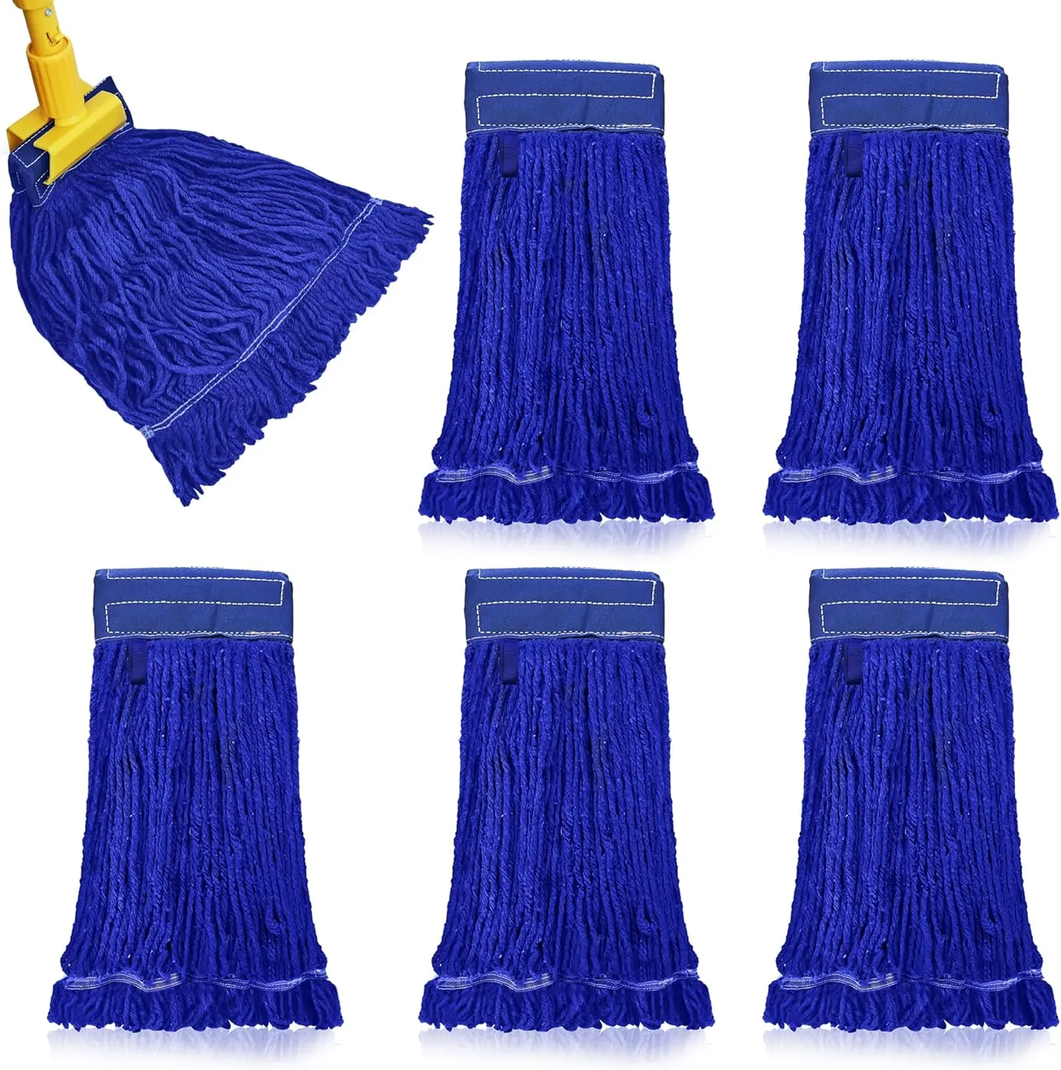 

Blended Loop End Heavy Duty Mop Head Replacement, Wet Mop Refills for Industrial and Commercial Use, Dark Blue, 32 Oz (6-Pack)