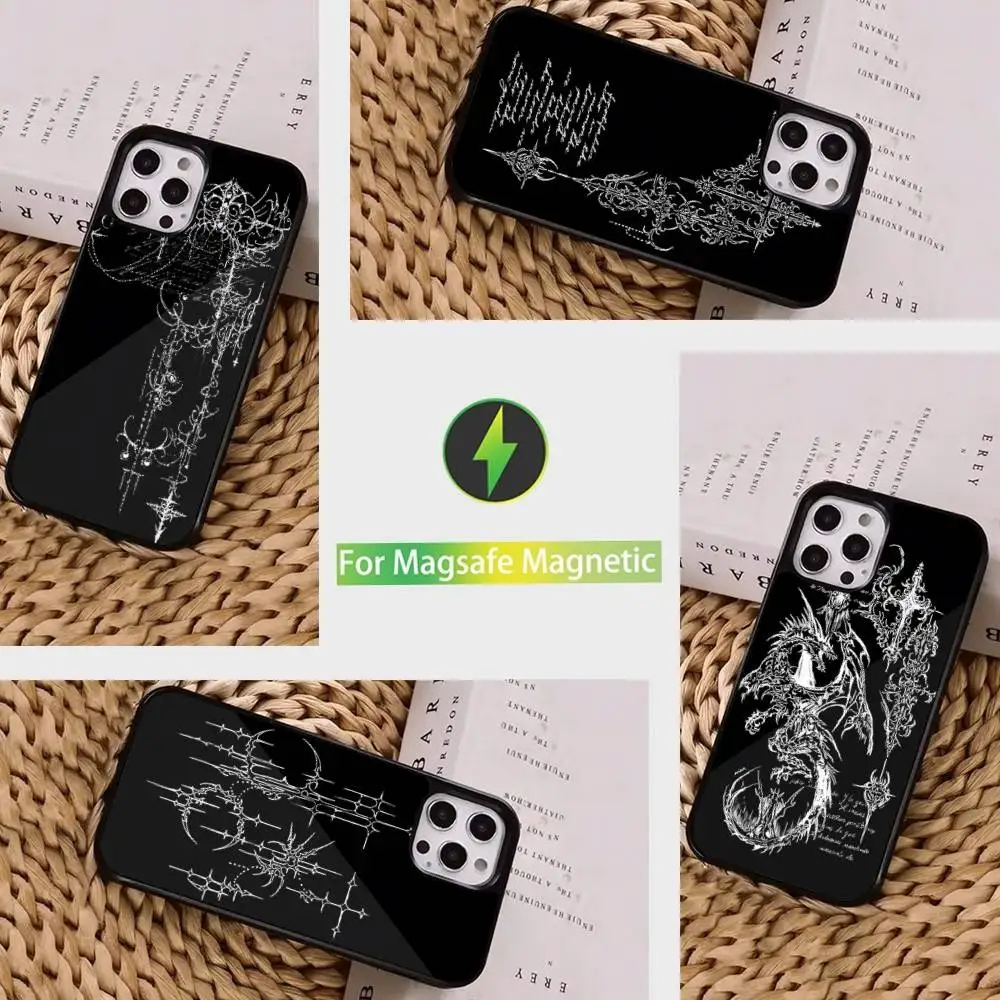 

Cyber Sigil Cross Gothic Art Case For iPhone 16,15,14,17,13,12,11,Pro,Max,Plus,Mini, Magsafe,Magnetic Wireless Charging Case