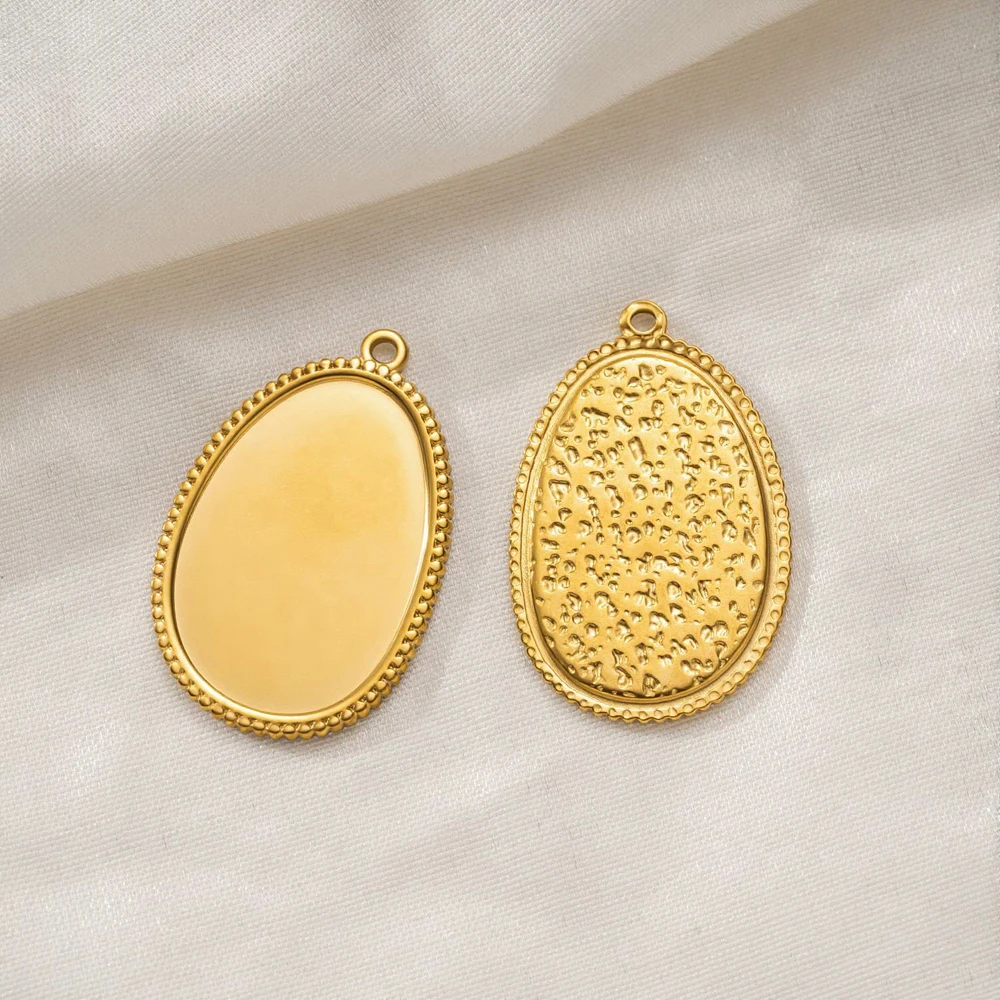 5 Stück Edelstahl Oval Unregelmäßige Anhänger Cabochon Fassung Rohlinge für DIY Schmuckherstellung Zubehör Komponenten – Detail 5