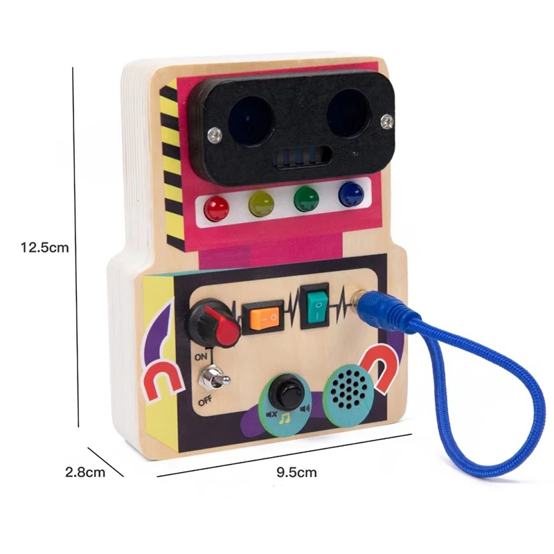 1 Piece Montessori Toys Wooden With LED Light Switch Control Sensory Educational Games For 2-4 Y