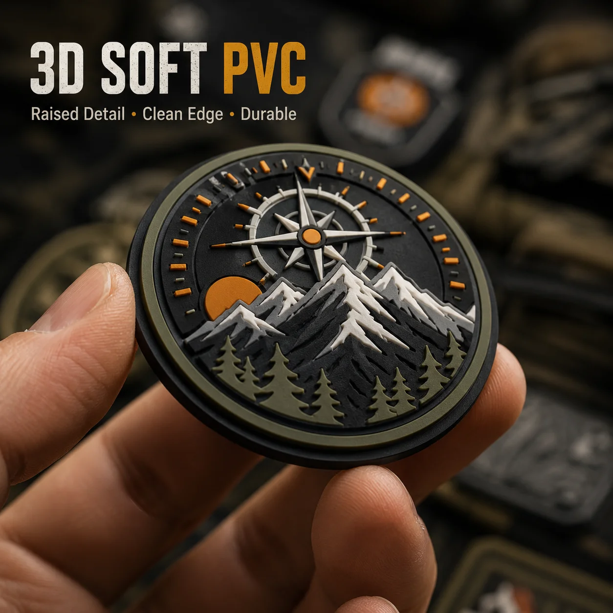 Personalized Custom PVC Patches 3D Rubber Logo Name Badge Hook and Loop for Backpacks Hats Jackets Team Uniform Outdoor Gear