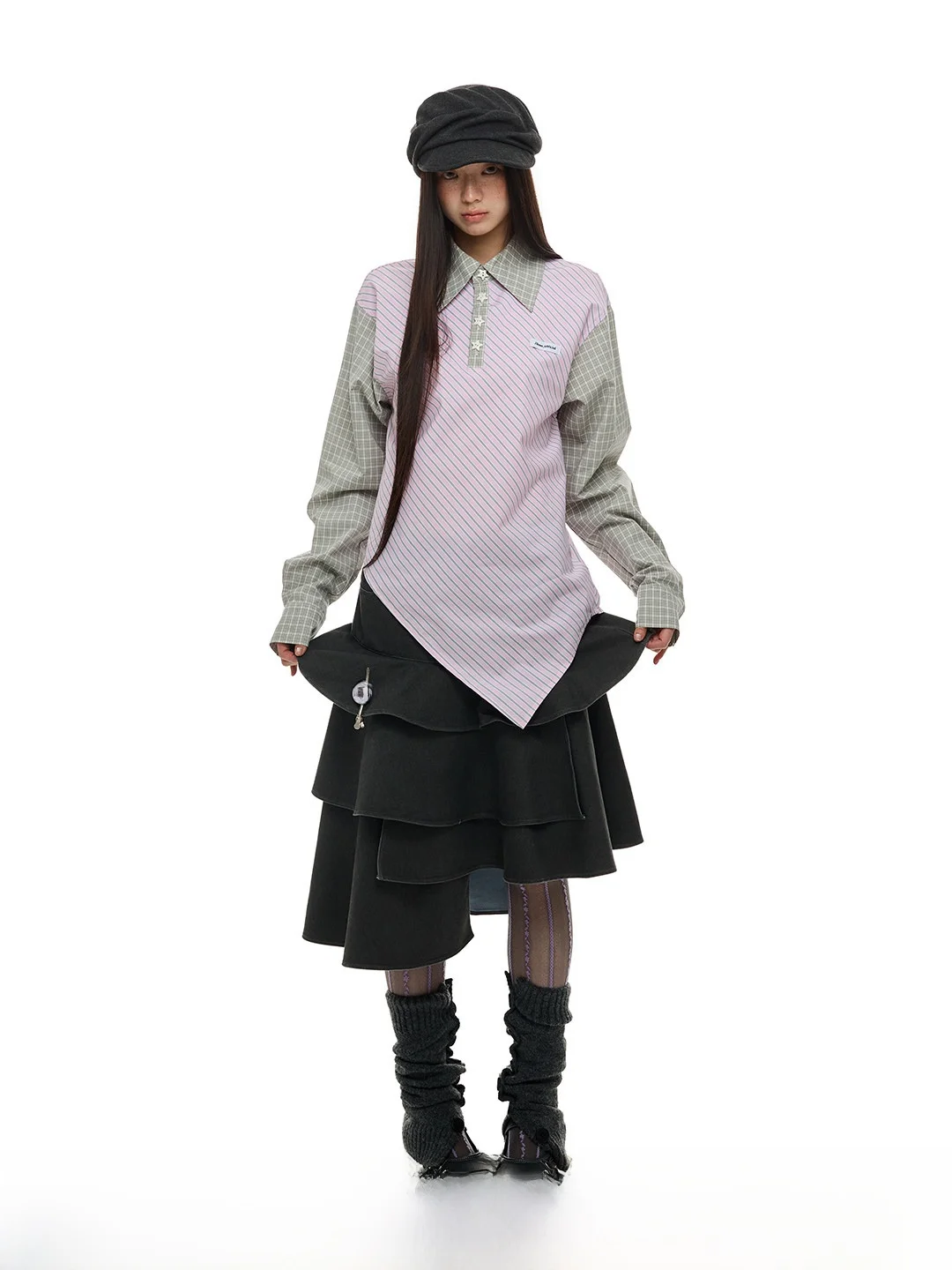 

JIKOO винтажная джинсовая юбка с талией, асимметричная женская юбка Fi Tail, повседневная юбка трапециевидной формы со средней талией