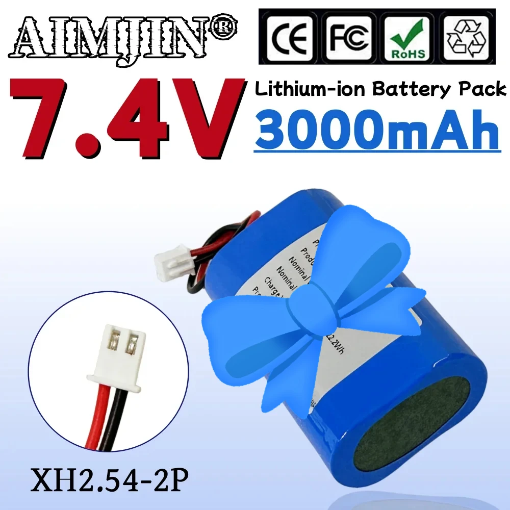 

Rechargeable 7.4V 3000mah 18650 Battery Pack Xh2.54-2p Plug Li-lon Battery for Bluetooth speakers LED lights+Protection Board