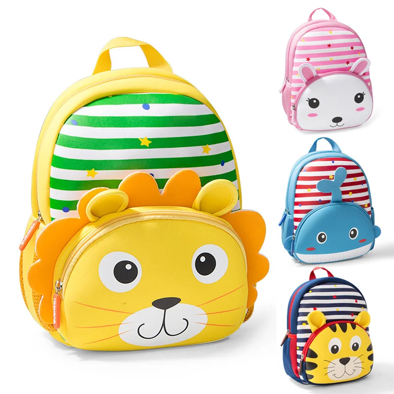 Mochilas escolares de León de dibujos animados para niños, mochilas escolares de animales ligeros, bolsa de jardín de infantes para niños, bolsa de