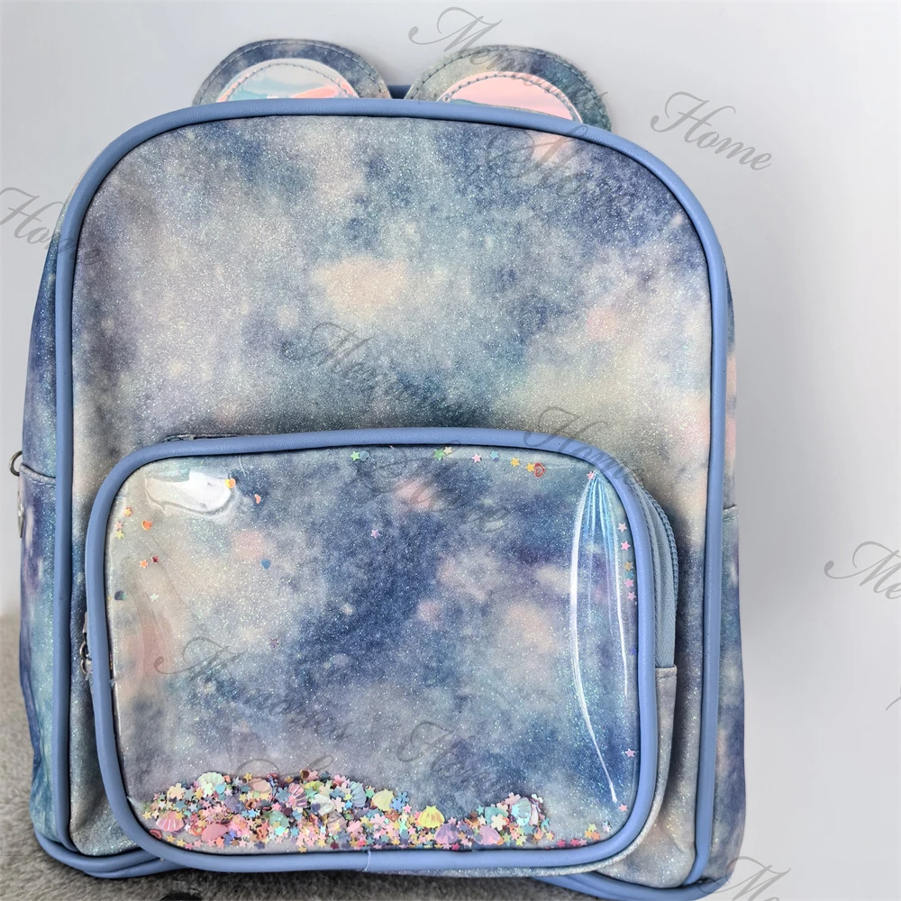 Personalized Name Lightweight Baby PU Backpack Princess Girls Starry Sky Kindergarten Schoolbag Custom Embroidered Snack Bags