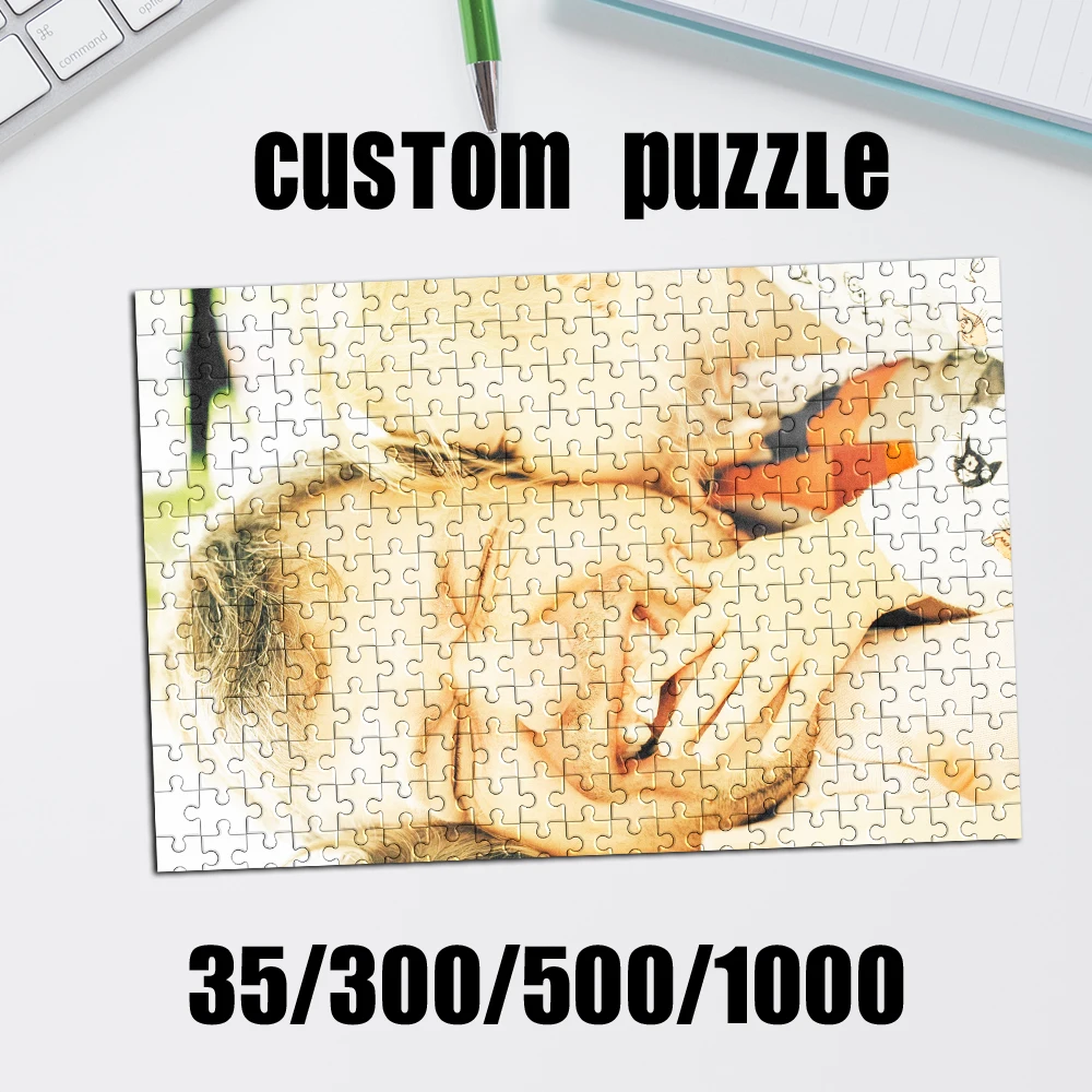 35/300pcs  smile Custom Picture Custom DIY Personalised Photo Portrait Puzzles Personalized Photo For Children Toy Educati