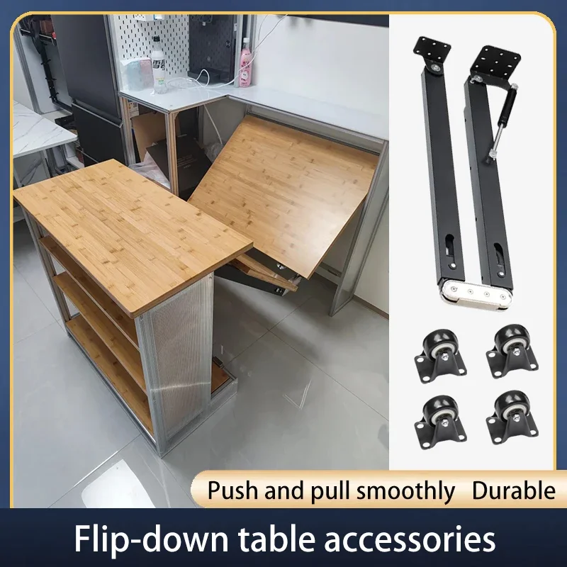 Push-pull Flip-down Folding Table Multi-functional Hidden Telescopic Bar Storage Dining Table Invisible Folding Table Hardware