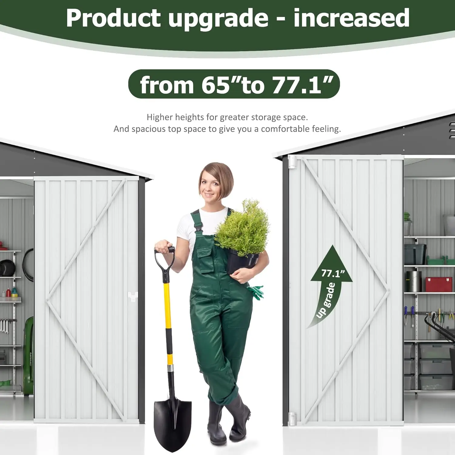 6x8 FT Outdoor Storage Shed, with Updated Frame Structure and Lockable Doors, Metal Tool Sheds for Backyard Garden Patio Lawn