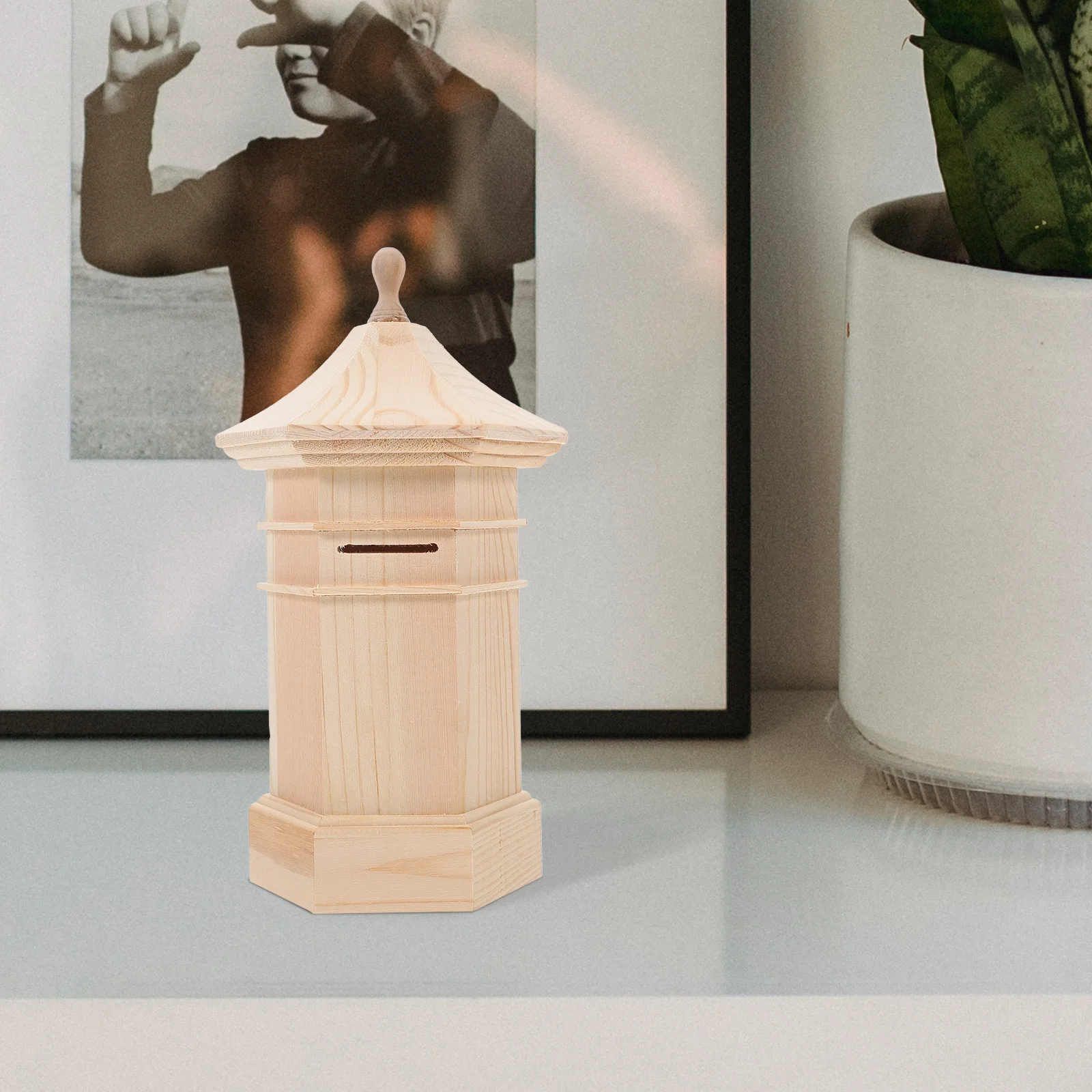 صندوق نقود خشبي غير مكتمل من DIY للأطفال، توفير النقود الإبداعية، بنك العملات المعدنية من مونتيسوري للأولاد والبنات