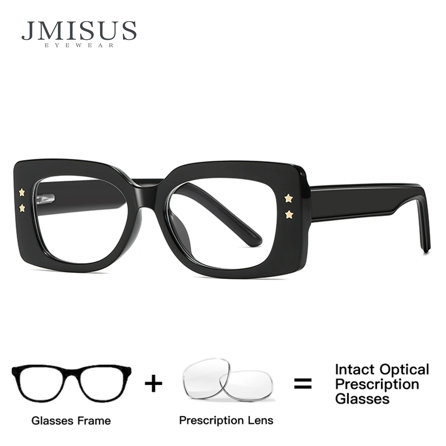 

JMISUS Woman Square Handmade Acetate Progressive Multifocal Glasses Anti-Blue Light Photochromic Grey Prescription Eyewear