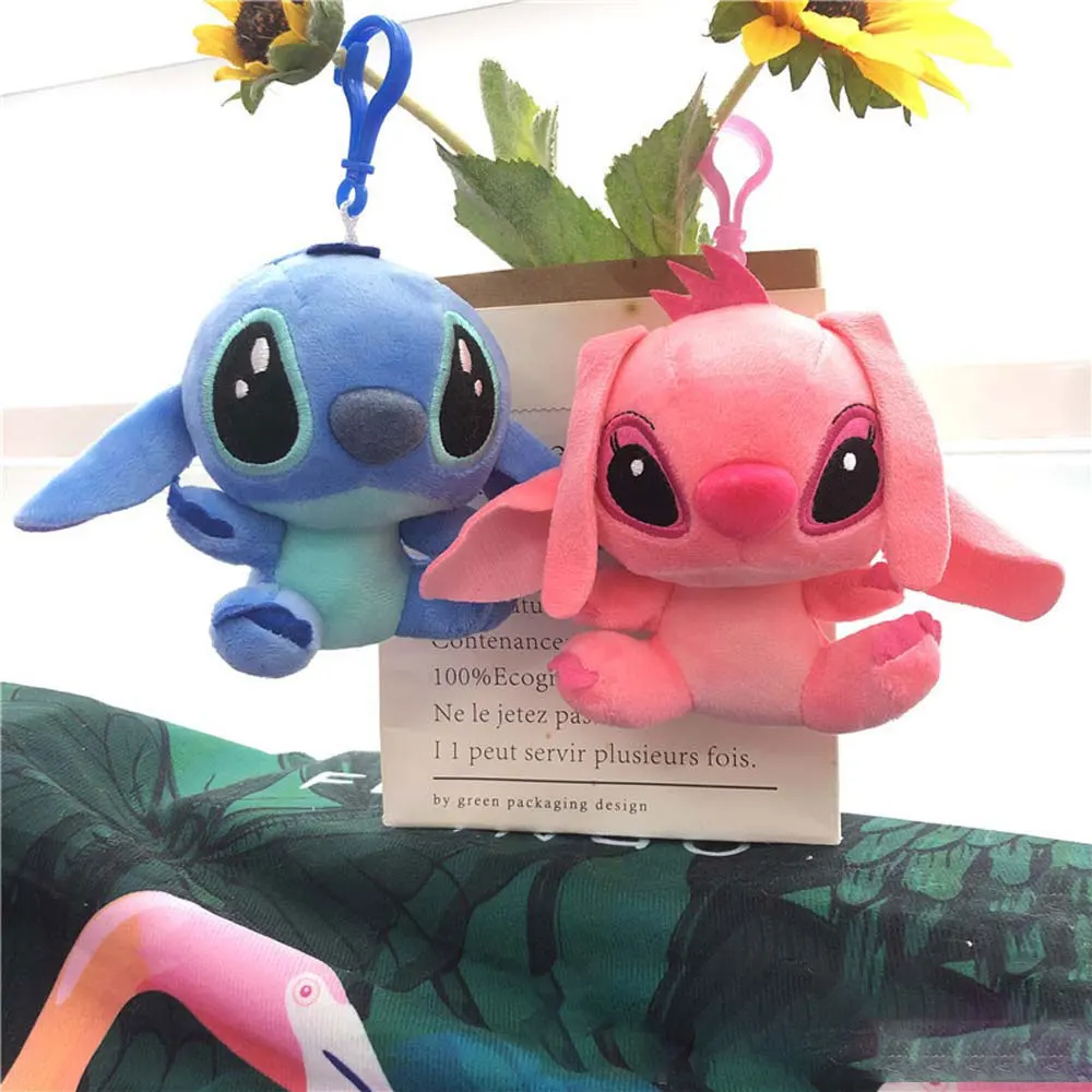 10cm kawaii Disney Stitch Plush Dolls keychain Cute Angel Stitch Spouse Stuffed Plush Toys Pendant Kids Birthday Gift