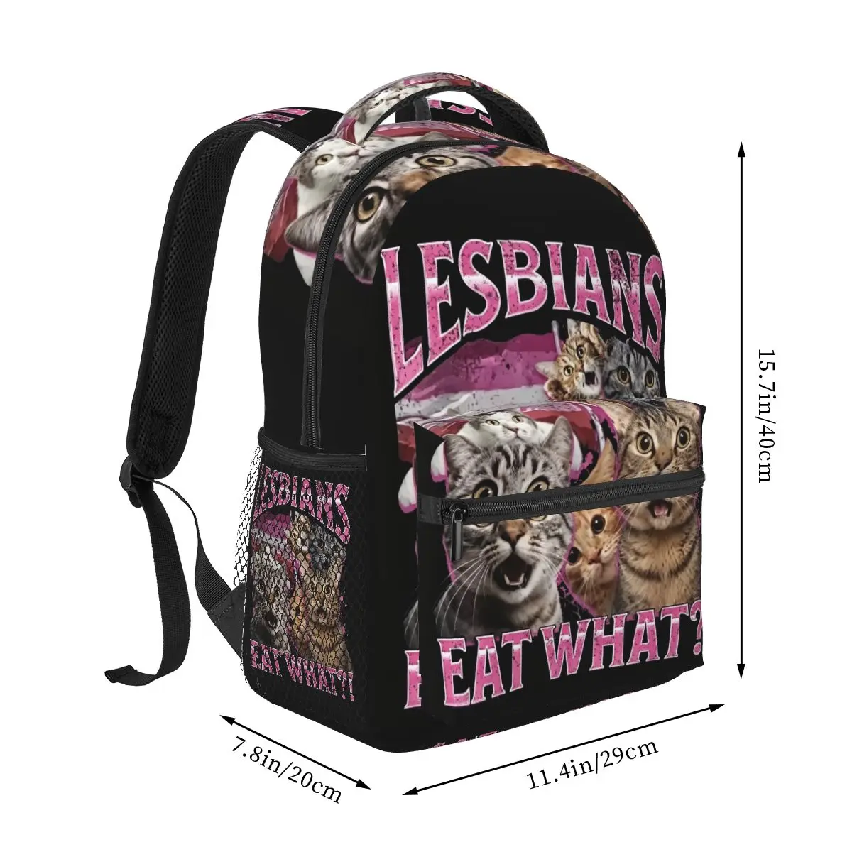 Lesbians Eat What Cat Lovers Meme Humor Backpack Hot Sale Daypack Children BookBag School Bag Shoulder Bags for Men Women