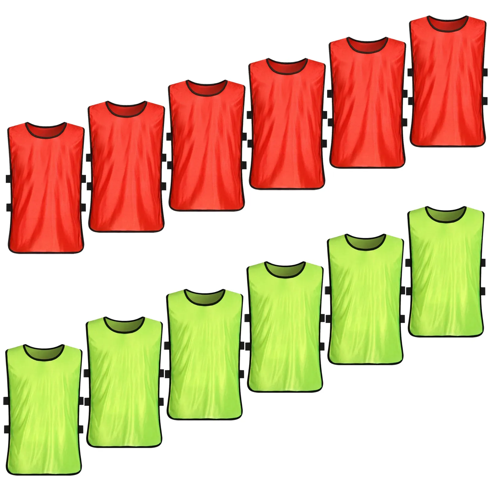 

12Pcs Training Vest Kids Sleeveless Shirt Polyester Soft Lightweight Fast Drying Summer Clothing Size-Xl Fluorescent Green Light