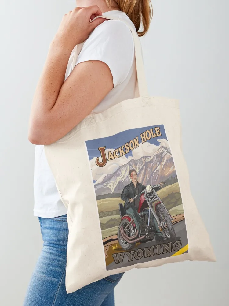 

Tim Heidecker Biking in Jackson Hole Tote Bag Woman shopper bag Canvas stote bag foldable reusable women
