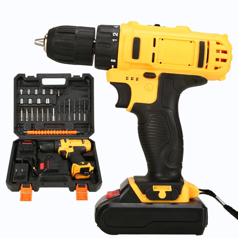 New Lithium Battery Charging Drill, Household Rechargeable Hand Drill, Electric Screwdriver Set, Power Tool Wholesale