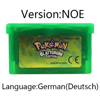 Cartucho de jogo gba cartão de console de videogame de 32 bits pokemon smaragd-feuerrote rubin-etiqueta brilhante de idioma alemão