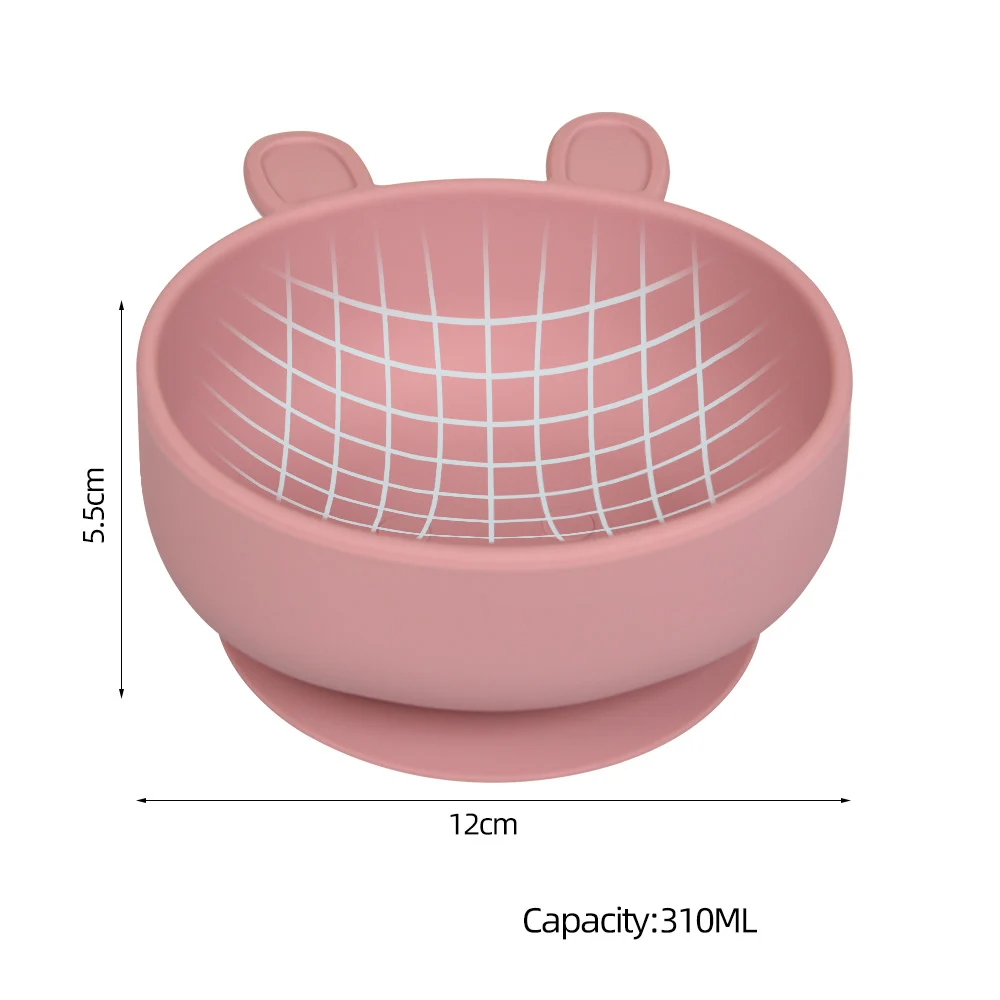 BPA Free Rabbit Silicone Bowl for Baby Silicone Baby Feeding Bowl Tableware Waterproof Spoon Non-Slip Crockery Bowl