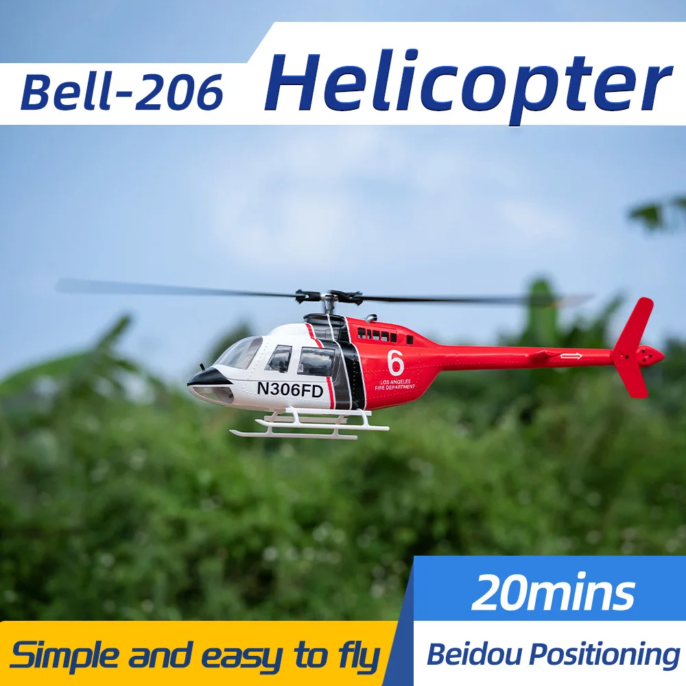 FLYWING Bell 206 V3 450 Size RC Scale Helicopter – 6CH Brushless, H2 ACE Flight Controller, 1:16 Scale