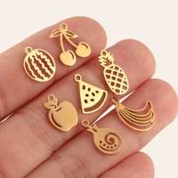 Breloques fraise/cerise/ananas/pastèque, pendentifs Fruits en acier inoxydable, Bracelets à faire soi-même, fabrication de colliers, fabrication de bijoux, 5 pièces 3