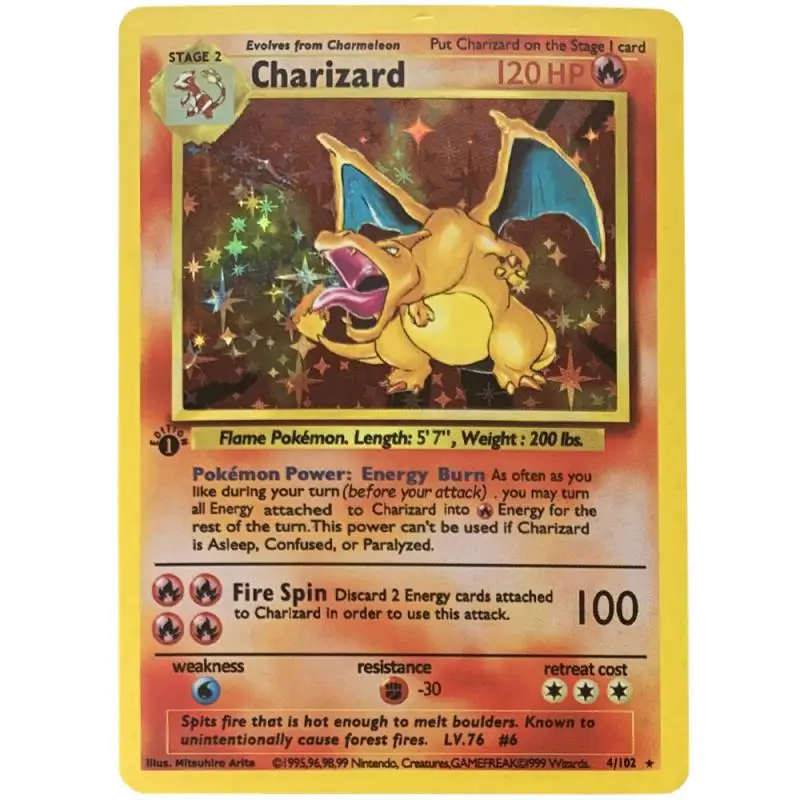 Pokemon Shining Basis Set, Cartoon Collection Cards, Pikachu Charizard, 1996 Jaar Dimensions el Kaarten, DIY Game, Gift Toys