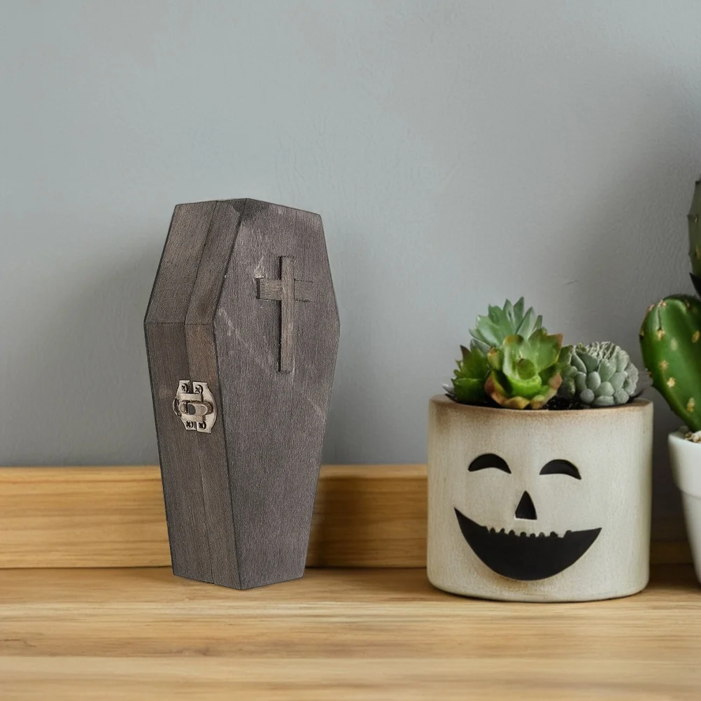 2 قطعة نعش سداسية صندوق مجوهرات خشبي هالوين خمر حلقة حامل مجوهرات صغيرة المنظم حلية تخزين صندوق الحلوى