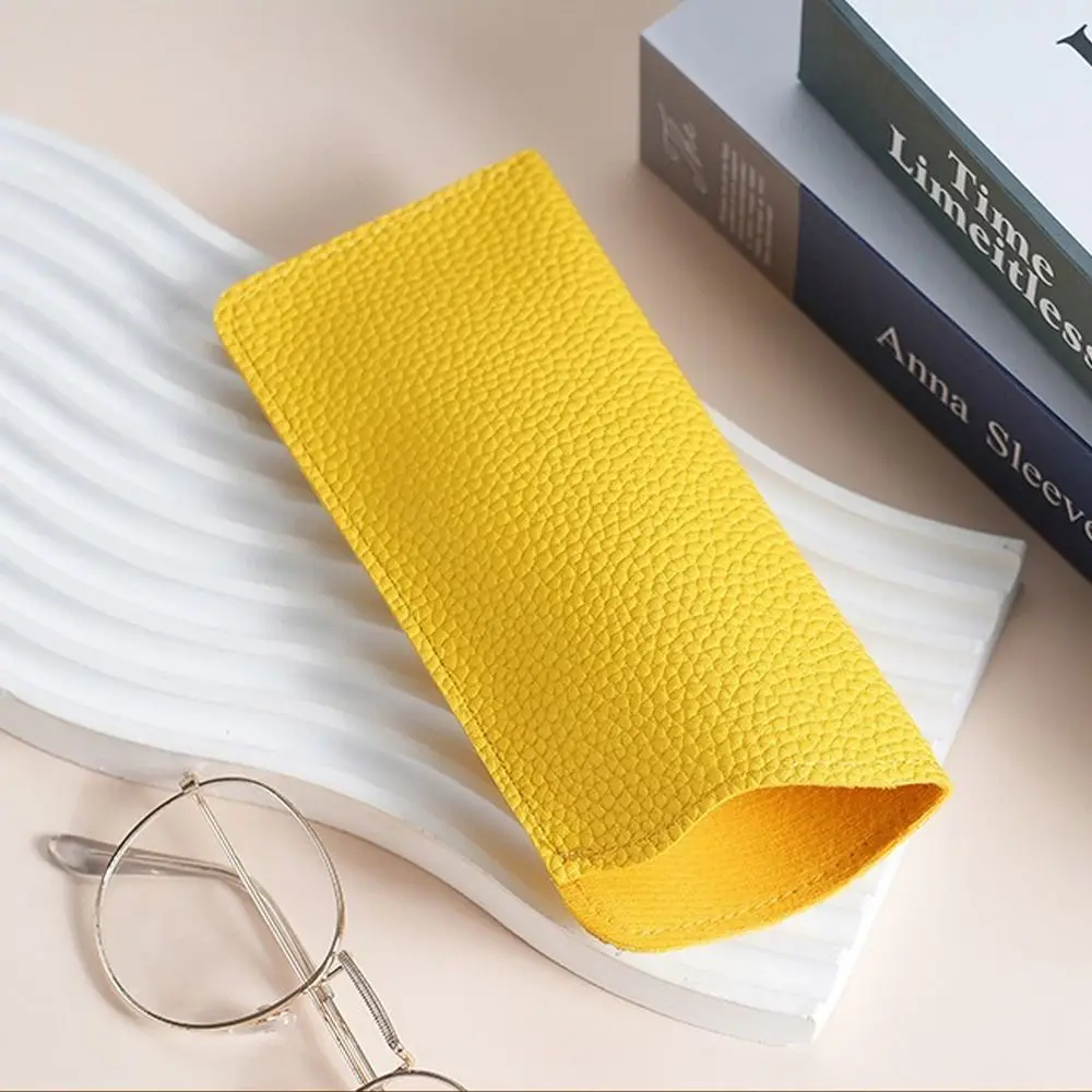 PU Leather Glasses Storage Bag Waterproof Soft Myopia Glasses Case Lightweight Lychee Pattern Eyewear Pouch Eyewear Accessories
