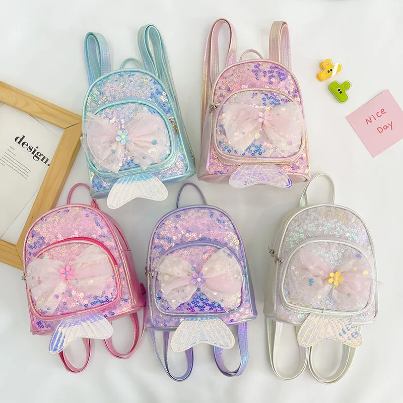 Zaino Disney principessa sirena zaini con paillettes moda ragazze lucide Kawaii Mochila paillettes lucide zaino borsa da scuola regalo