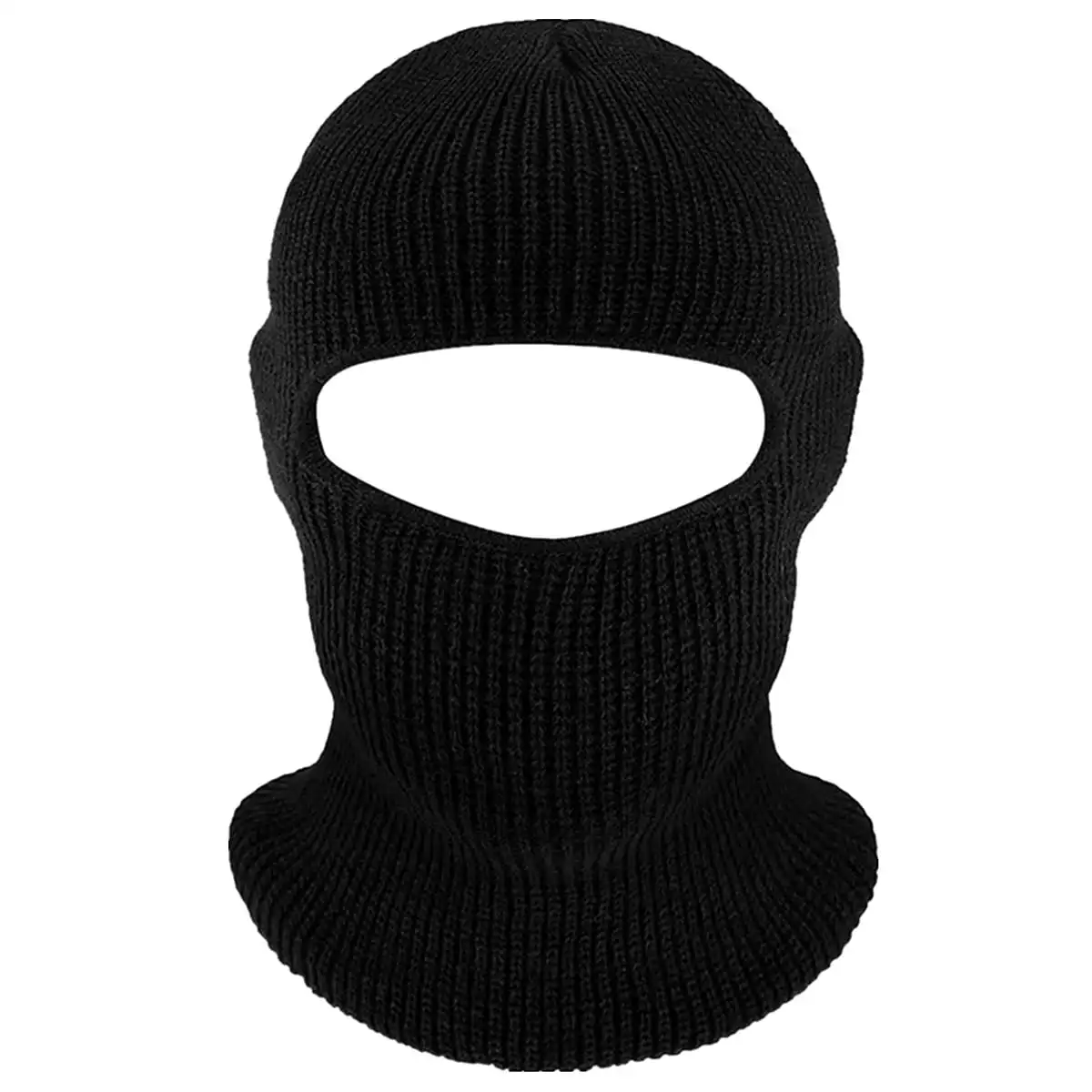 

Black Knitted Full Face Mask Hood Winter Ski Cover Hat for Outdoor Activities