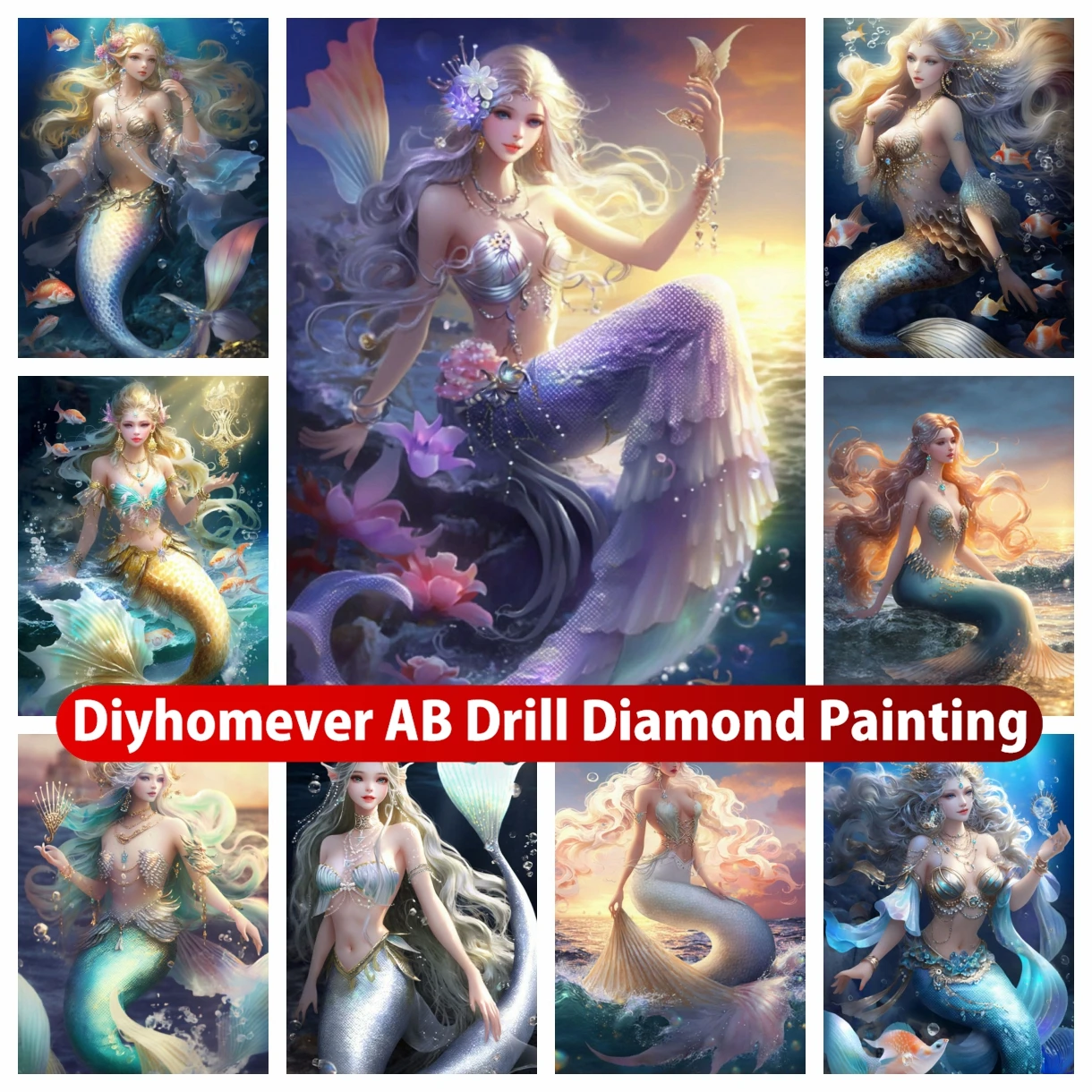 

Mermaid Woman 5D DIY AB Diamond Painting Embroidery Fantasy Girl Cross Stitch Mosaic Picture Handicraft Home Decor Gift