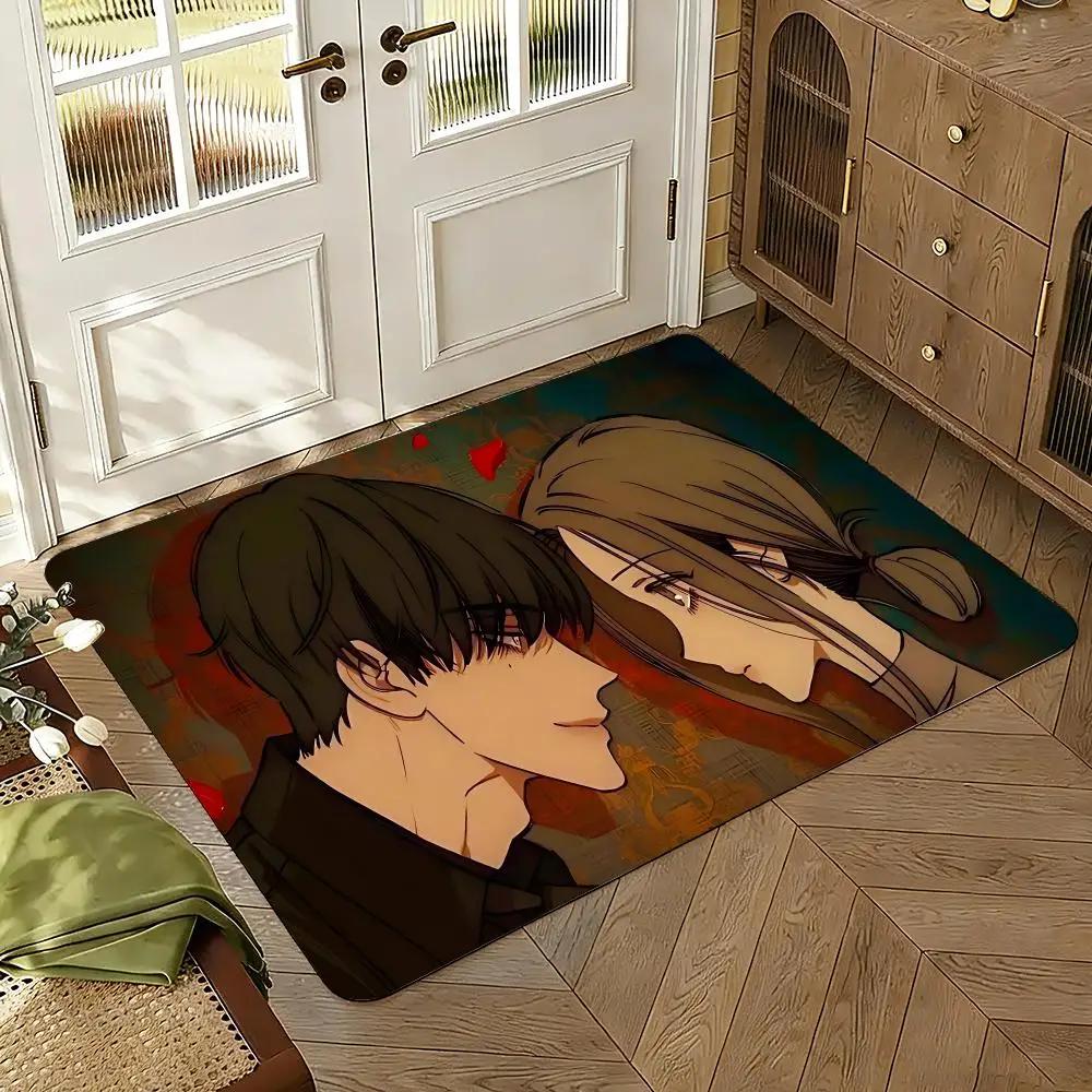 Anime Tears on a Withered Flower Floor Mat Floor Mat Soft Flannel Non-Slip Door  Rug for Living Room