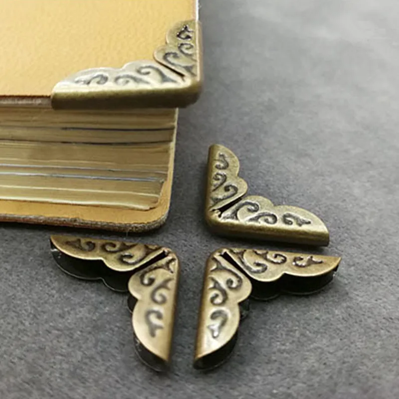 Hot 4/12pcs Antique Brass Metal Book Scrapbooking Notebook Albums Menus Folders Corner Protectors Bronze Tone Accessories