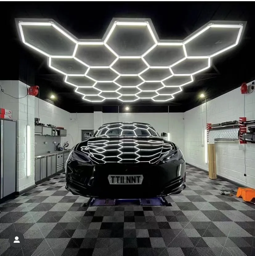 Honeycomb Detailing Light Bar Hexagrid Lighting for Car Wash Station Garage Lamp Ceiling Design Hexagonal Led Lights