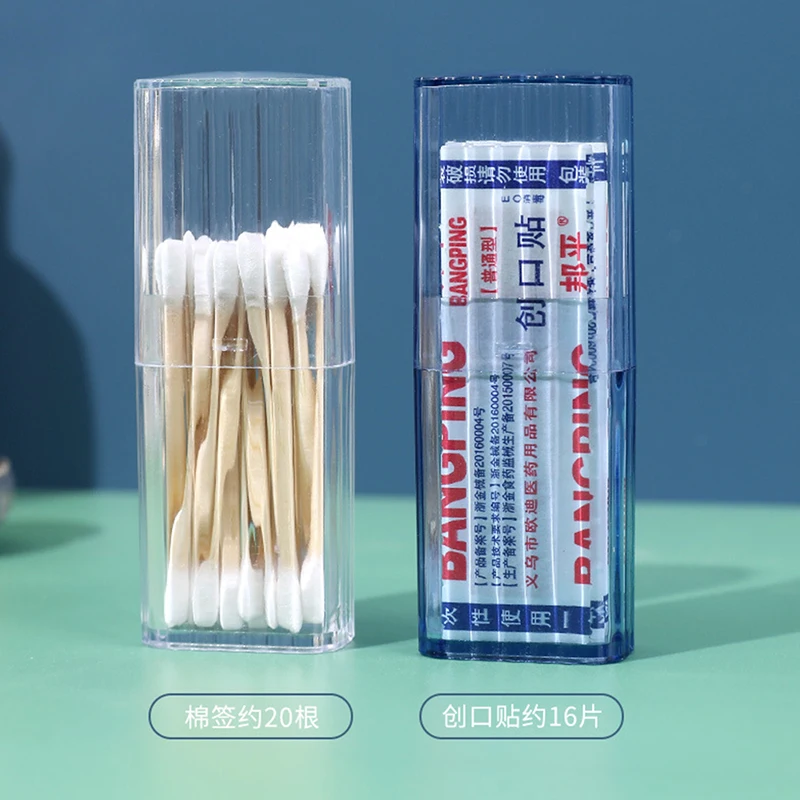 Portable Transparent Storage Box Travel Toothpick Cotton Swab Box Simple Small Object Band-aid Classification Finishing Box