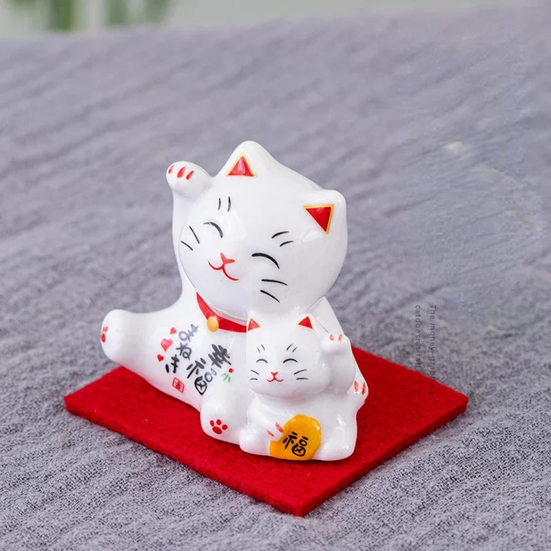 1pc Lucky Cat Figurine Japan Cartoon Manek Neko Animal Model Miniatures Home Car Hotel Restaurant Decor Desktop Ornament New