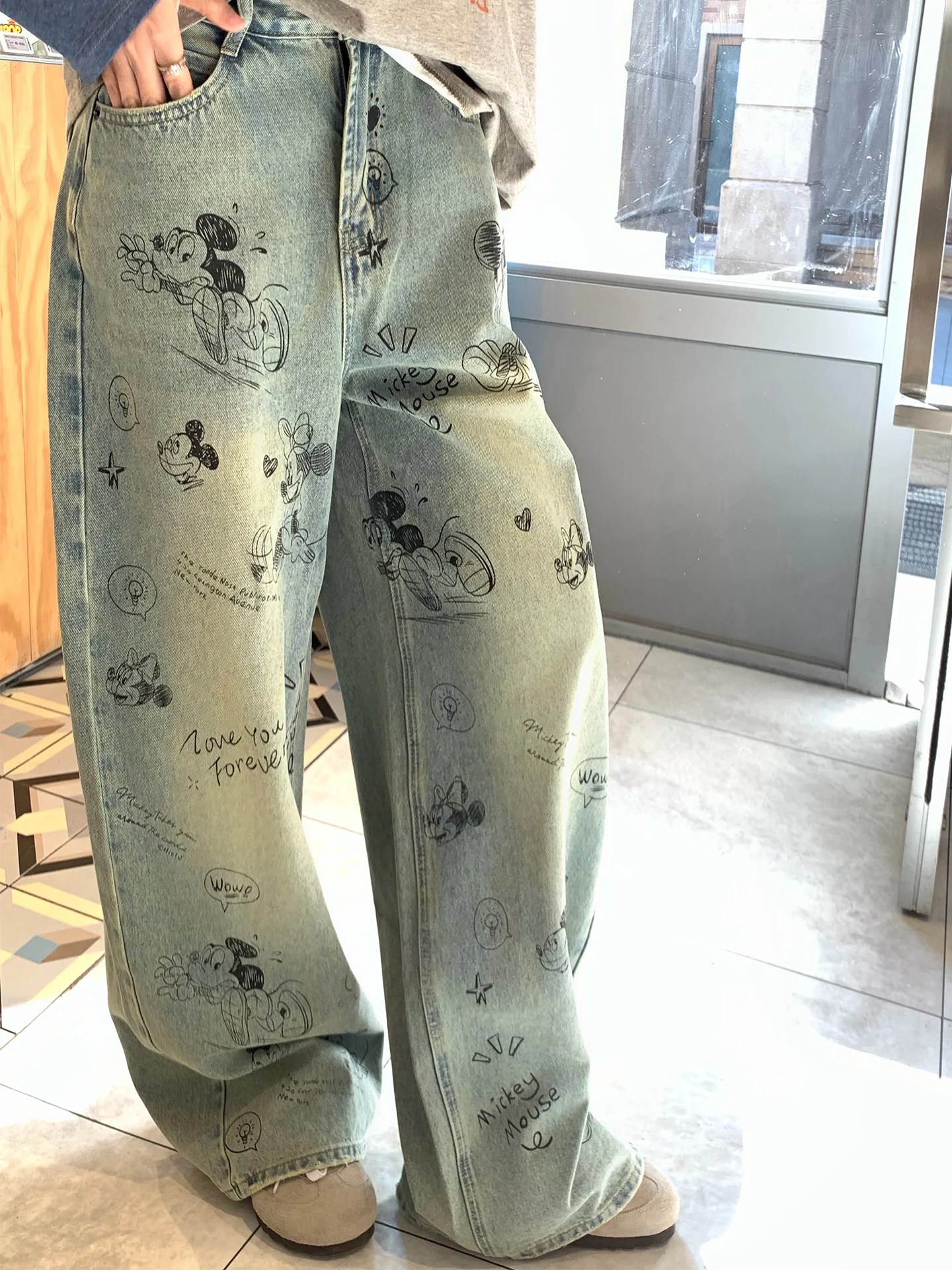 Calça Jeans Feminina Street Style Solta e Versátil para Inverno - Moda Casual Fabricada na China