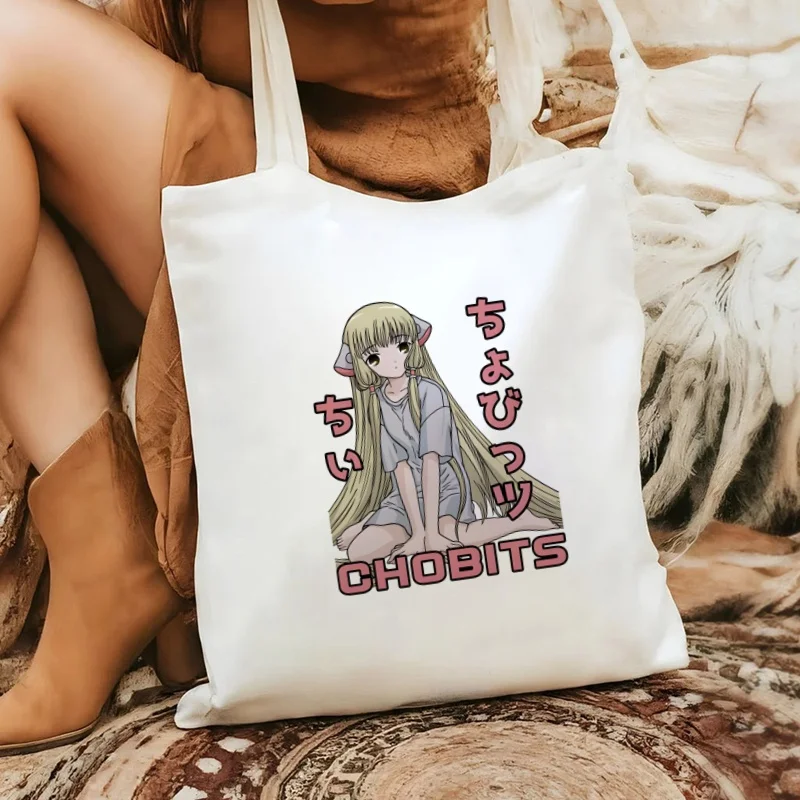 Chobits Chi  Women Female Foldable Canvas Shoulder Bag Canvas Tote Eco Shopping Bag Canvas Tote Bag Casual HandBag Daily Use