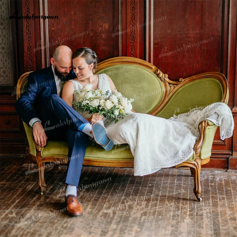 Robe de mariée sirène en dentelle à col en V, fermeture éclair à plusieurs niveaux personnalisée, dos ouvert, patients formels, quel que soit le vestibule éducatif pour la mariée, moderne, nouveau