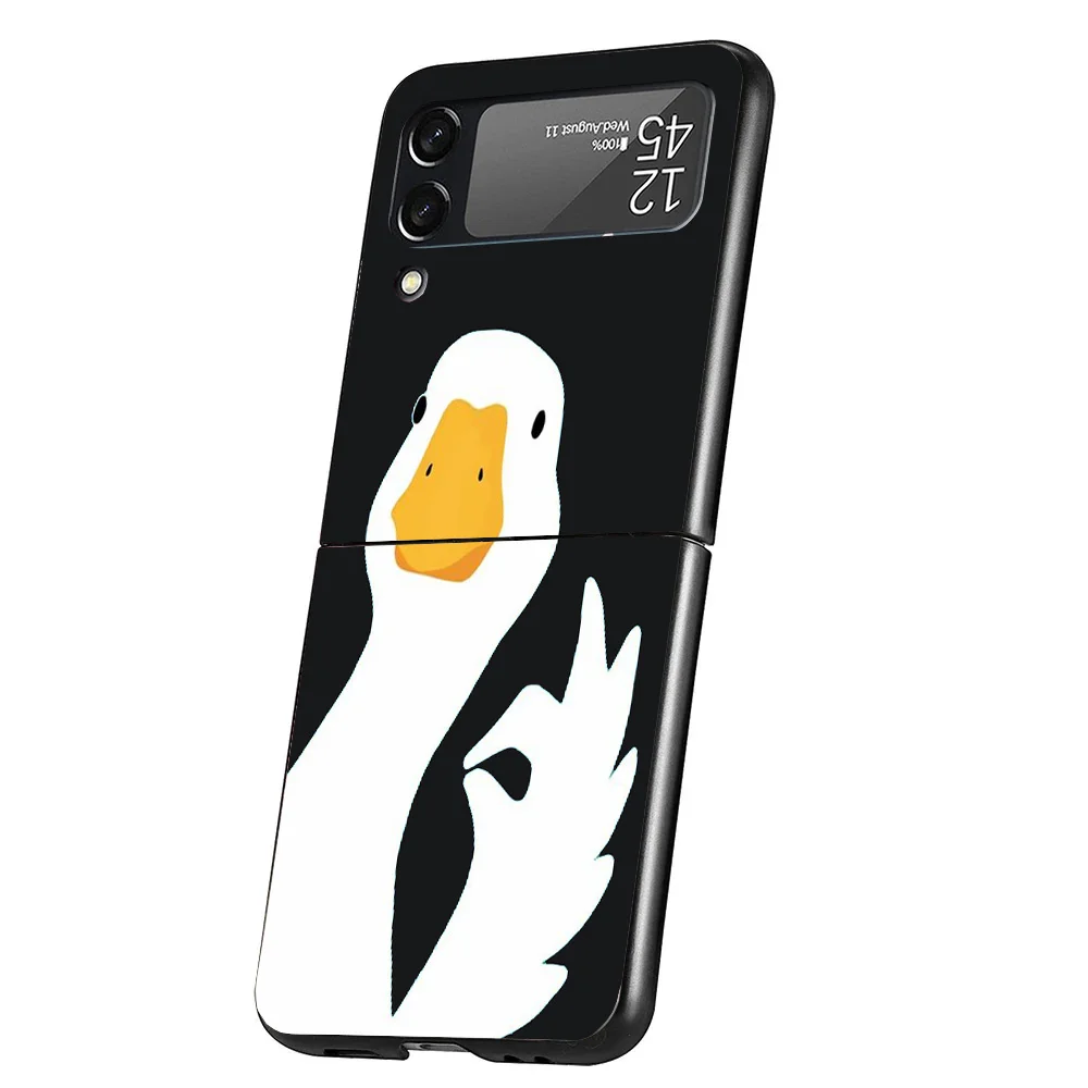 Cartoon Duck Goose Game Case Phone Cover for Samsung Galaxy Z Flip 6 5 4 3 5G ZFlip6 ZFlip5 ZFlip4 ZFlip3 Black Hard Trend Funda