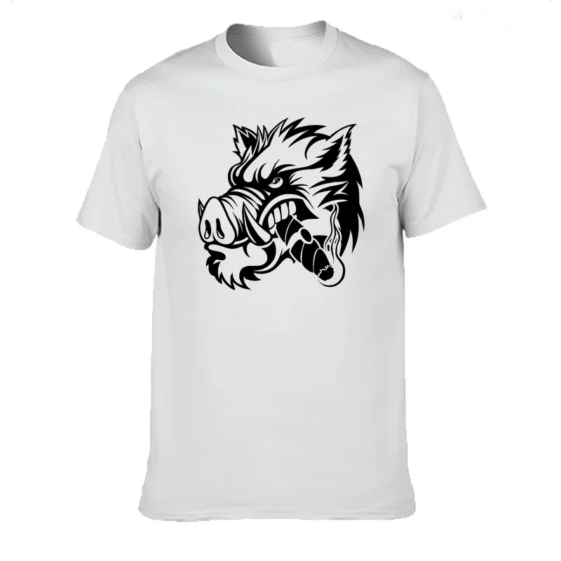 A Ferocious Wild Boar prints T Shirt Casual Cotton Summer Short Sleeve Funny T-shirt Mans Tshirt Men Clothing tops tee