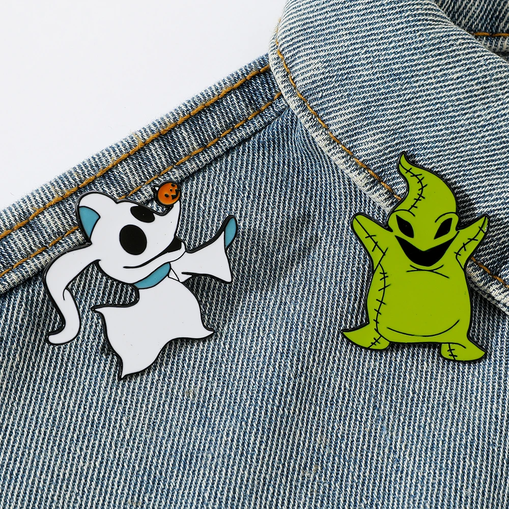 2 Broches de Metal Esmaltado de Dibujos Animados de Pesadilla Antes de Navidad, Perro Fantasma, Joyería, Accesorios para Ropa y Mochilas, Regalo