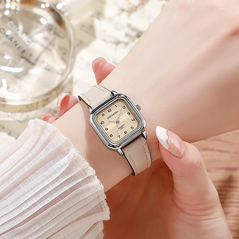 

Простой арабский квадратный маленький циферблат, кожаный ремень, кварцевые часы, наручные часы, женские часы, повседневные часы, подарочное платье Montre Femme