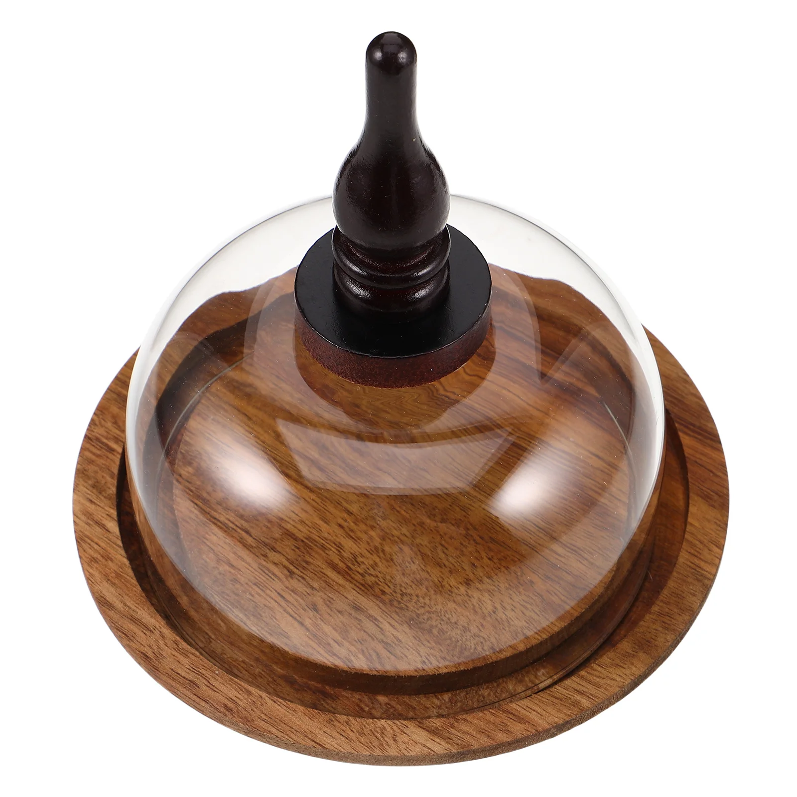 

Rustic Wood Dessert Tray with Clear Glass Lid Cake Stand for Home Party Display Baking Storage Serving Elegant Presentation