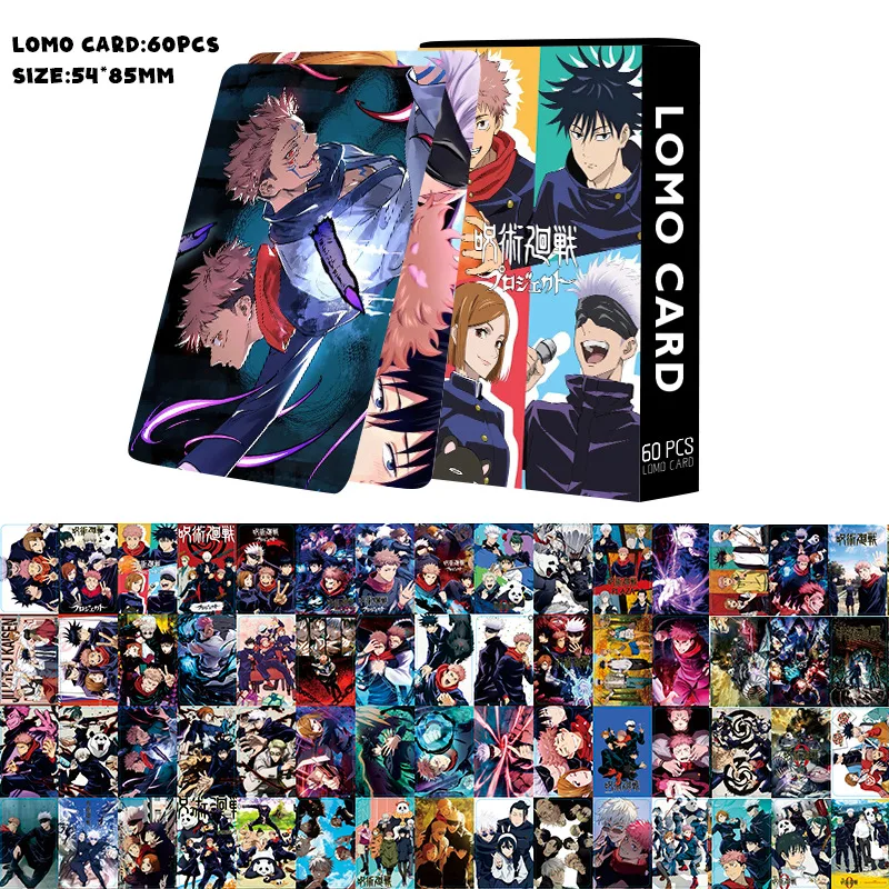 Cartões fotográficos Anime Satoru Gojo, Yuuji Itadori, Cartão LOMO, placa fotográfica para fãs, presente da coleção, 60 peças por conjunto