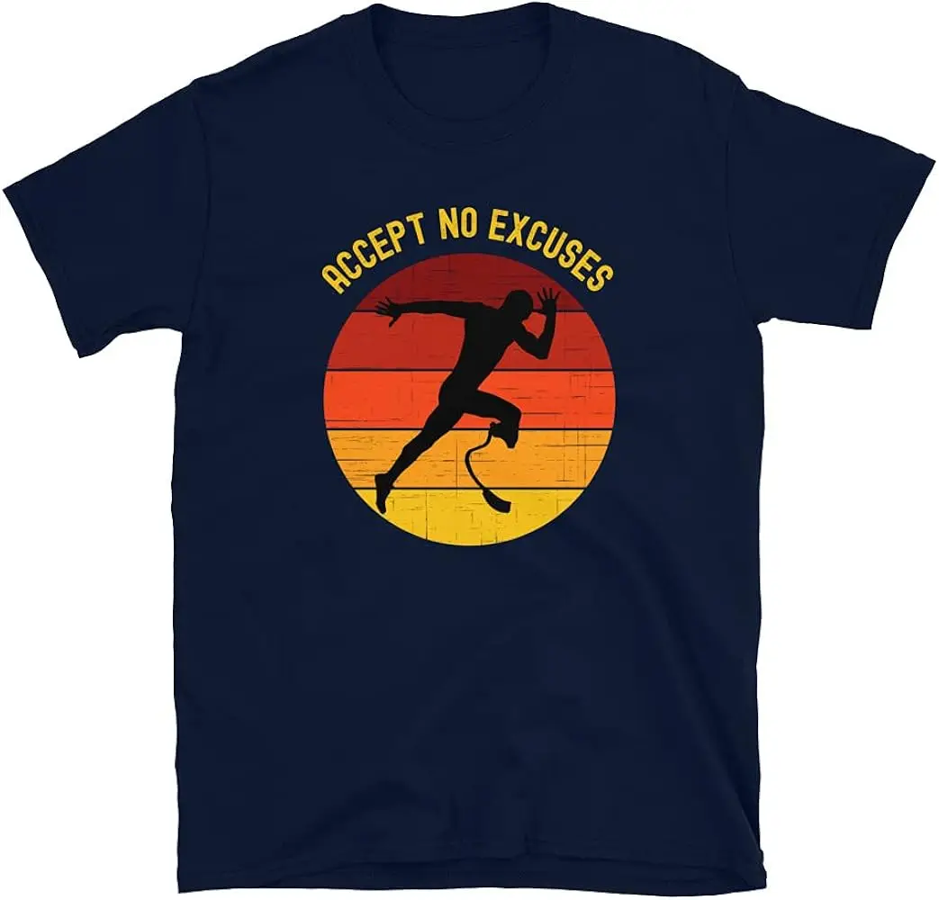 Accept no Excuses Amputee Runner Disability T-Shirt  Anime Graphic T-shirts for Unisex Summer Short Sleeve