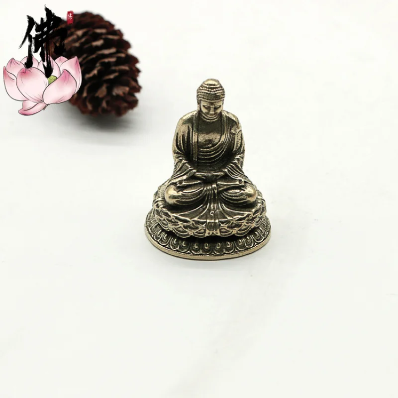 Vintage Driving Figurine Antique Imitation Small Bronze Decorative Craft Zen Buddha Statue Brass