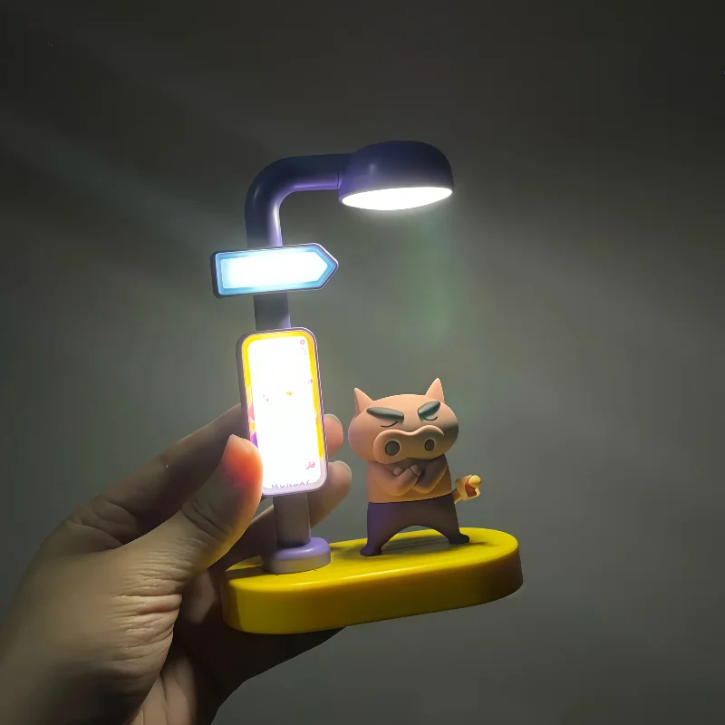 100% Asli Maihe Crayon Shin-Chan Lampu Suara Bercahaya Blind Box Mainan Kreatif Kotak Misteri ​ ​ Lampu Malam yang Diaktifkan dengan Suara ​   hadiah anak laki-laki