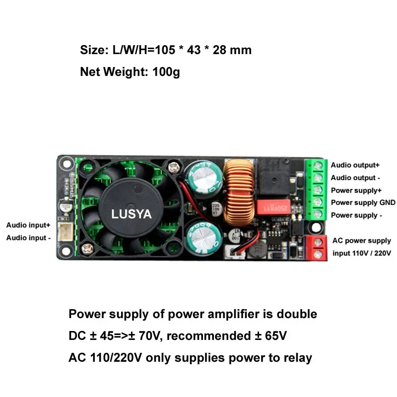 DLHiFi New 500W Mono Class D HIFI Digital High Power Amplifier Board With Speaker Protection Relay Better Than LM3886 IRS2092S