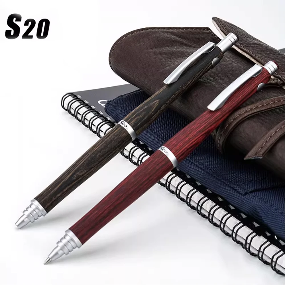 Pilot S20 Ballpoint Pen 0.7mm Black Refill,Low Center of Gravity,Oil-based Ink Ball Point Pen with Wooden Barrel Stationery