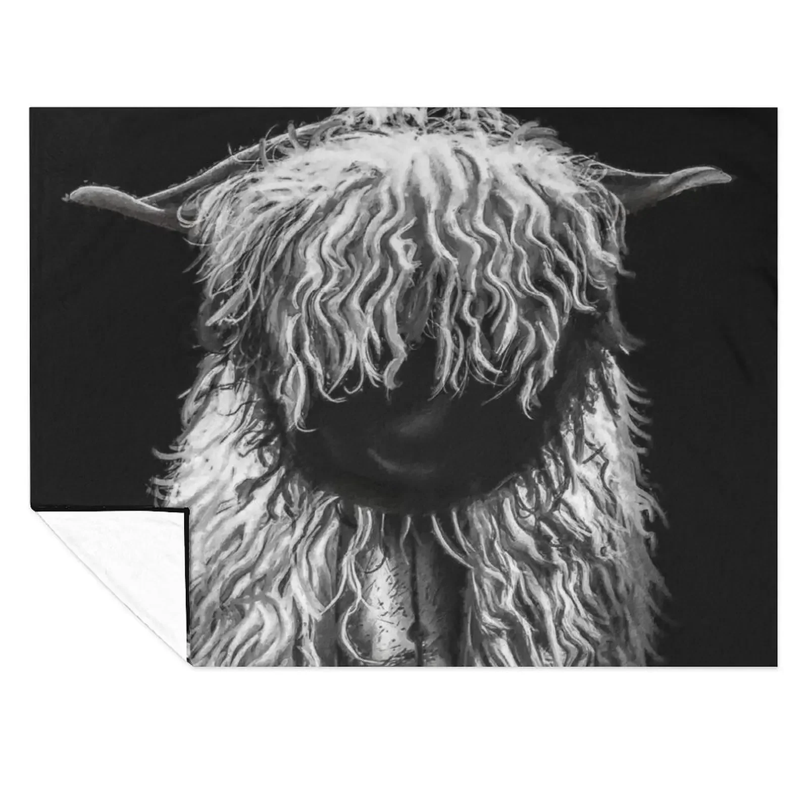 

Black And White Swiss Valais Blacknose Sheep, FluffyValais Blacknose Sheep Art, Cute Swiss Sheep Farm Animal Portr Throw Blanket