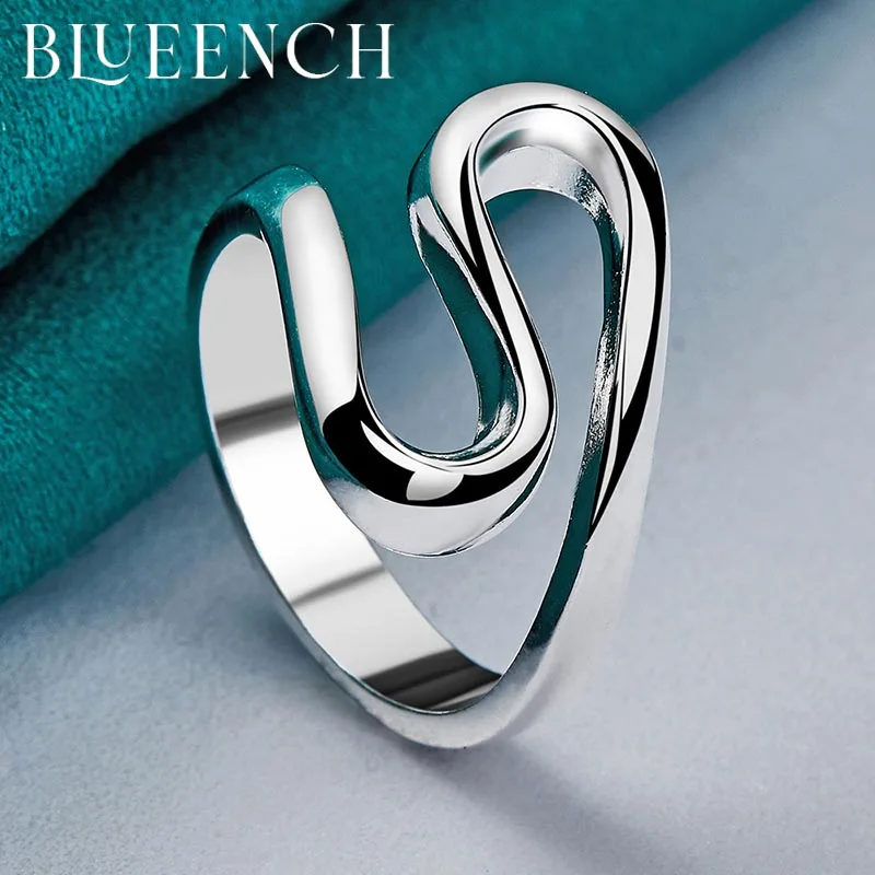 Blueench 925เงินสเตอร์ลิงรูปทรงเรขาคณิตไม่สม่ำเสมอแหวนสำหรับงานแต่งงานของผู้หญิงแฟชั่น Glamour เครื่องประดับ